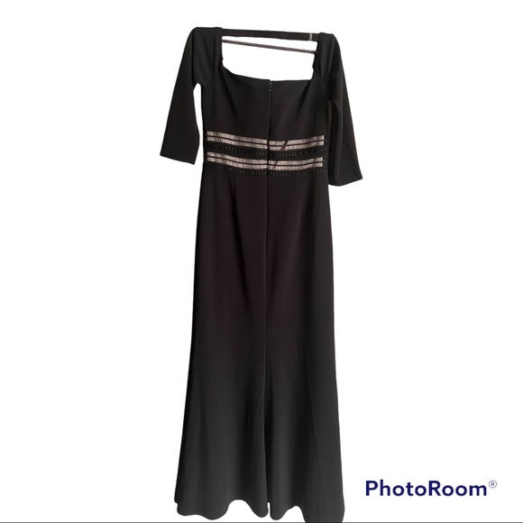 JS collection off the shoulder 3/4 sleeves maxi dress black nude color size,8 - Picture 5 of 7